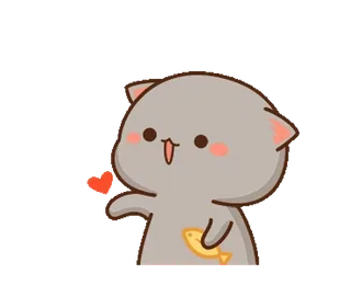 😘 4c03ae78 gato, dibujos animados, animal, corazón, lindo, adorable, pez, feliz telegram sticker