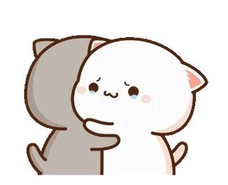 😢 92ccf3ff gato, abrazo, triste, lindo, dibujo animado, amistad, kawaii telegram sticker