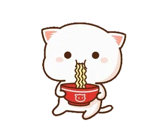 🍜 9ae5c102 gato, kawaii, lindo, comida, fideos, dibujos animados, animal, adorable telegram sticker