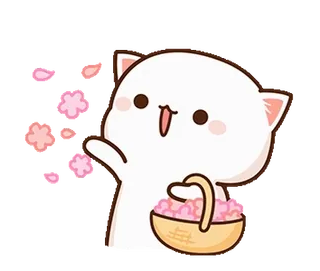 🌸 a6440bdd gato, flor, lindo, dibujo animado, kawaii, adorable, feliz telegram sticker