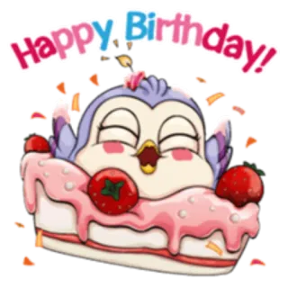 🎂 286c013a Happy Birthday! happy birthday, birthday, bird, cake, strawberry telegram sticker