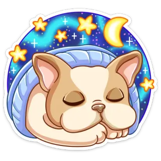 😴 2091bcc2 犬, 睡眠, 月, 星, 可愛い, 動物 telegram sticker
