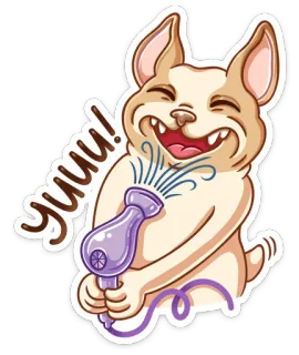 🤪 bf3dec91 yuuu! 犬, ドライヤー, 可愛い, 漫画, ペット, 幸せ telegram sticker