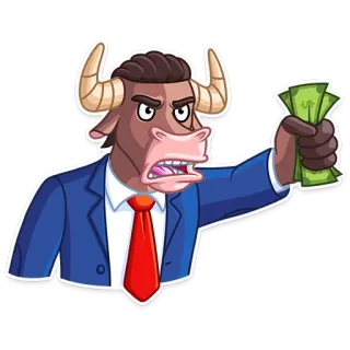😠 309dc34e taureau, argent, finance, costume, en colère, affaires telegram sticker