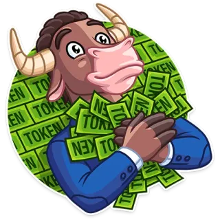 😮 6e3ec8cb TOKEN taureau, argent, cryptomonnaie, jeton, richesse, finance telegram sticker