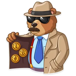 😎 ed9fd845 ours, crypto, pièces, détective, louche telegram sticker