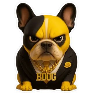 😠 06f72d96 BDOG 狗, 斗牛犬, 西装, 金, 链子, 动物, 斗牛犬 telegram sticker