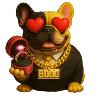 🥰 46a5f6b0 BDOG 狗, 爱, 戒指, 卡通, 爱心, 金链, 西装 telegram sticker