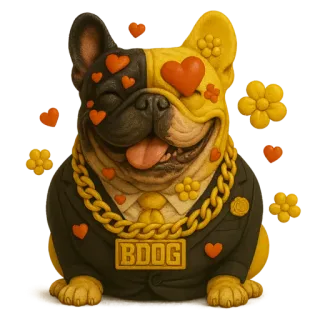 🥰 7c22b716 BDOG 狗, 斗牛犬, 金色, 爱心, 可爱, 宠物, 动物 telegram sticker