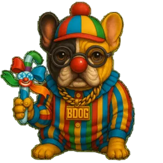 🤡 bb649d1c BDOG 狗, 小丑, 法国斗牛犬, 小狗, 卡通, 动物 telegram sticker