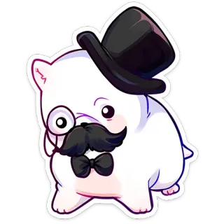 ⭐ 0102c7df hamster, kartun, kacamata tunggal, topi, dasi kupu-kupu, lucu, binatang, mewah whatsapp sticker