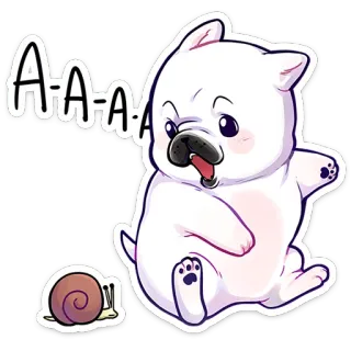 ⭐ 3606bf51 A-A-A-A anjing, siput, kartun, hewan, lucu, kawaii, tanda seru whatsapp sticker