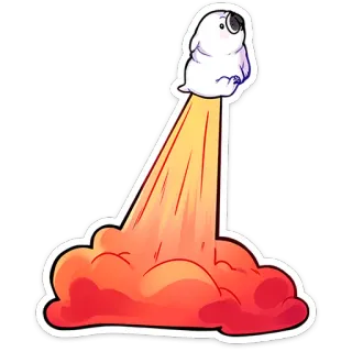 ⭐ a22cd605 roket, peluncuran, kartun, imut, hewan, api, luar angkasa whatsapp sticker