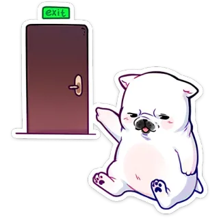 ⭐ b3a9a4be exit anjing, pintu keluar, pintu, mengantuk, kartun, stiker whatsapp sticker