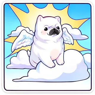 😇 bcc7b0d6 anjing, malaikat, imut, awan, langit, sayap, kawaii whatsapp sticker