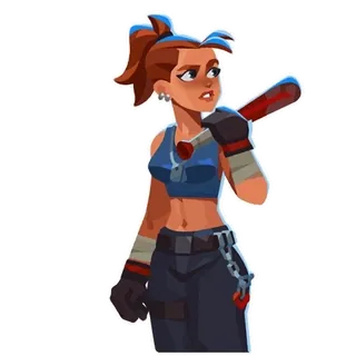 👋 992337be женщина, бейсбольная бита, кровь, насилие, мультфильм, боец telegram sticker