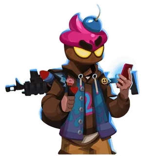 🤨 f4b55257 кекс, пистолет, оружие, персонаж, мультфильм, вишня, мобильный телефон telegram sticker