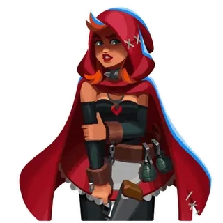 ☺️ fe006234 красная шапочка, гранаты, топор, мультфильм, в капюшоне, свирепый telegram sticker