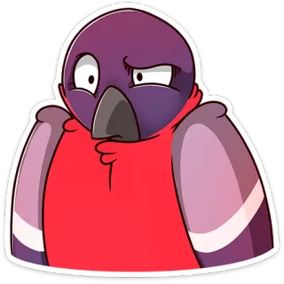 😯 3daf6136 desenho animado, pássaro, roxo, vermelho telegram sticker