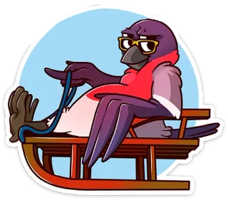😎 4fea9ae2 pássaro, trenó, desenho animado, inverno, óculos, cachecol telegram sticker