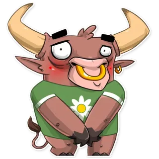 😊 66f87367 Bò đực, Hoạt hình, Động vật, Dễ thương, Hài hước, Minh họa, Sticker telegram sticker