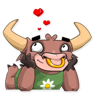 ❤ 742ed7e4 bò đực, động vật, hoạt hình, tình yêu, trái tim, dễ thương, nhãn dán telegram sticker