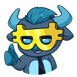 💵 155153fc การ์ตูน, วัว, มาสคอต, การเงิน, คริปโต, แว่นตา, สูท telegram sticker