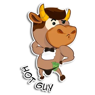 🌶 cfb10419 HOT GUY ฮอต, ผู้ชาย, เซ็กซี่, กล้าม, การ์ตูน, น่ารัก, เงิน, วัว whatsapp sticker