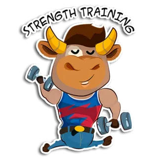🏋️‍♂️ ec3cfd9a STRENGTH TRAINING การฝึกความแข็งแรง, ฟิตเนส, วัว, การ์ตูน, ออกกำลังกาย, ยกน้ำหนัก whatsapp sticker