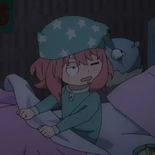 🥴 5c2afd52 Anya Forger Spy x Family Anime, Personaggio, Spy x Family, Anya Forger, Malato, Letto, Assonnato whatsapp sticker