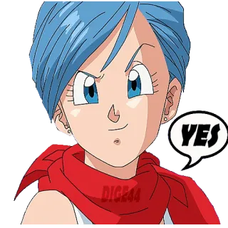 👍 066db602 Bulma Dragon Ball YES Аниме, Dragon Ball, Бульма, Да, Наклейка telegram sticker