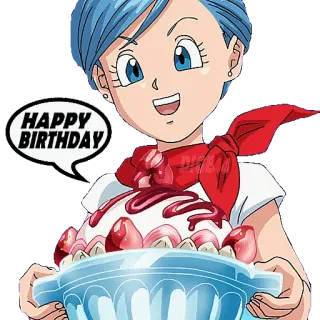 🎂 9e8e9c6b Bulma Dragon Ball HAPPY BIRTHDAY день рождения, праздник, торт, драгонболл, аниме, булма telegram sticker