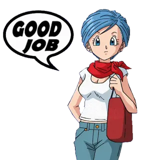 🛠 cd769eb2 Bulma Dragon Ball GOOD JOB Бульма, Dragon Ball, Аниме, Молодец, Позитив, Поддержка telegram sticker