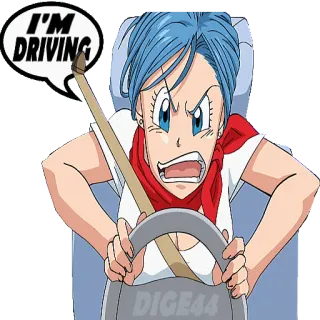 🚗 d52d2132 Bulma Dragon Ball I'M DRIVING Булма, Драгон Болл, Вождение, Аниме, Мультфильм telegram sticker