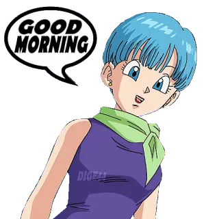 🛏 d9d29c60 Bulma Dragon Ball GOOD MORNING Аниме, Драгонболл, Булма, Доброе утро telegram sticker