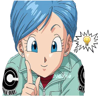💡 5094c795 Bulma Dragon Ball DIGIY4 บูลม่า, ดราก้อนบอล, อนิเมะ, การ์ตูน, ไอเดีย, หลอดไฟ telegram sticker