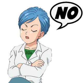 👎 76d85d64 Bulma Dragon Ball NO บูลม่า, ดราก้อนบอล, อนิเมะ, ไม่, ไม่เห็นด้วย, ปฏิเสธ telegram sticker