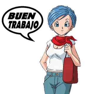 🔩 9bb108ee Bulma Dragon Ball BUEN TRABAJO บูลม่า, ดราก้อนบอล, อนิเมะ, ทำได้ดี, ผู้หญิง, การ์ตูน telegram sticker
