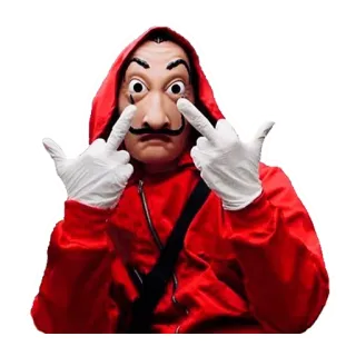 🖕 94523fff средний палец, оскорбительный жест, маска, красная толстовка, белые перчатки telegram sticker