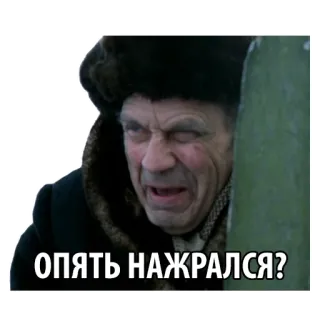 🥃 add5e045 ОПЯТЬ НАЖРАЛСЯ? 러시아, 술취한, 남자, 얼굴, 겨울, 화난 telegram sticker