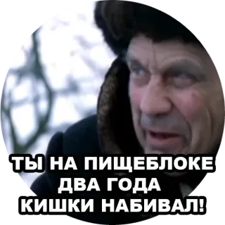 😡 0ef6243f ТЫ НА ПИЩЕБЛОКЕ ДВА ГОДА КИШКИ НАБИВАЛ! ロシア, 引用, 怒り telegram sticker