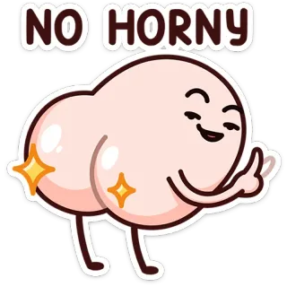 ⭐ 0489e144 NO HORNY Cartone animato, Sedere, Arrapato, Non arrapato, Dito medio, Meme telegram sticker