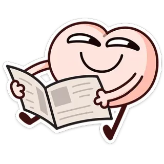 ⭐ 88aa56a8 cuore, lettura, giornale, cartone animato, personaggio, amore, carino telegram sticker