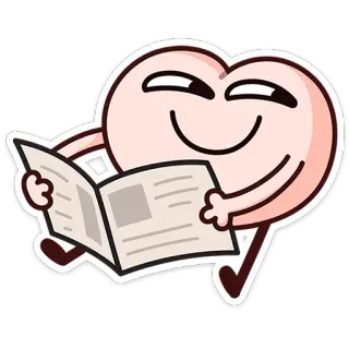📰 da5f78ba serce, czytanie, gazeta, kreskówka, emoji, postać telegram sticker