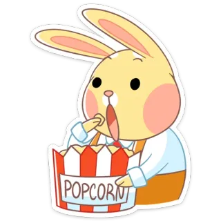 🍿 3b06cedb POPCORN kelinci, kelinci, kartun, popcorn, makanan, camilan, makan telegram sticker