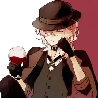 🍷 3b0e28c6 Chuuya Nakahara Bungo Stray Dogs Anime, Charakter, Bungo Stray Dogs, Chuuya Nakahara, Wein telegram sticker