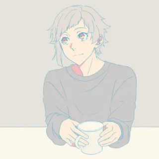 ☺️ 49e0092e Anime, Junge, Süß, Tasse, Kaffee, Illustration telegram sticker