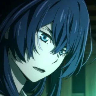 ☄ 92097e67 Anime, Manga, Personnage, Femme, Cheveux bleus, Portrait telegram sticker