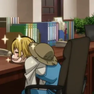 ☄ a4964349 Anime, Fatigué, Dormir, Bureau, Bureau, Dessin animé telegram sticker