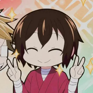 💛 12813307 Аниме, Чиби, Мультфильм, Милый, Каваий, Знак мира telegram sticker